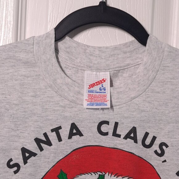 Santa Claus, Indiana USED Shirt (L, Gray, Y2K, Christmas, Holidays) - Picture 3 of 7